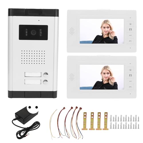 Fyearfly Visuelles Kabelgebundenes Türklingel-Set, Video-Gegensprechanlage, 7-Zoll-TFT-Monitore, Nachtsichtkamera, 2-Wege-Anruf, Visuelle Türklingel, AC100–240 V(EU)