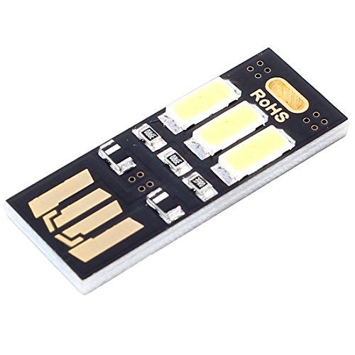 uxcell Portable Mini Pocket Card Lamp White 3 LED Keychain USB Light