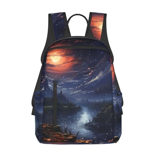 Casual Backpack for Women Men Midnight starry sky Lightweight Daypack Large Capacity Nurse Bag