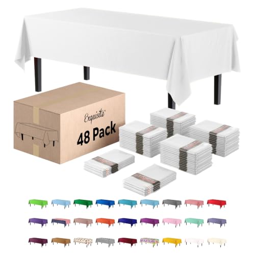 Image of Exquisite White Rectangle Tablecloth 54 inchX108 inch - 48 Pack