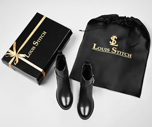 Image of LOUIS STITCH Women's High Ankle Boots| Elegant Buckle Slip-On Boots | Casual Slip-On Long Boots for Women | Casual & Formal Outings | LSLD-CLBT-LBB