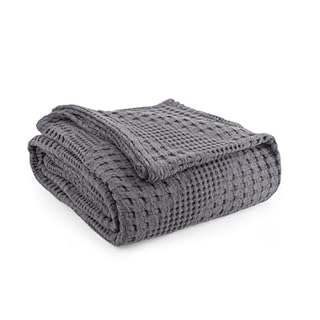 Milam London Super King Throw Blanket | 100% Cotton Soft Extra Large Throws | Super King Bedspreads | Blanket For Bed | Joanna Collection | Grey - 250 x 280 cm