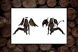 3x8 Angel Devil Stencil - Good and Bad Stencil - Graffiti Stencils - Halloween Stencils - Angels Stencil, Angel Stencil - Valentines Day Stencils - Stencils for Drawing - Reusable Stencil