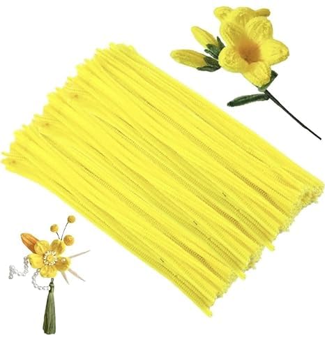 M.F.H Stems Pipe Cleaners for Flower Making for Craft Projects and Decorations (Yellow Color, 30pc Pack)-image-42