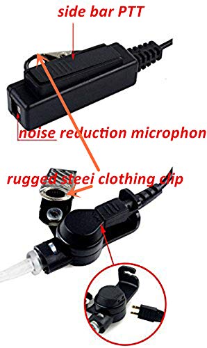 2 Wire Acoustic Tube Earpiece Mic Headset Mic Compatible With Motorola Xir P6600 Xir P6620 Xpr3000 Xpr3000E Xpr3300 Xpr3300E Xpr3500 Xpr3500E Two-Way Radio #TOP2