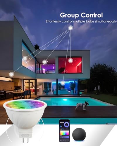 Noobibaba MR16 LED Bulb Color Changing MR16 Smart LED Bulb Wifi Color Changing Light Outdoor Compatible With Alexa Google Assistant, 16 Million Colors Rgbcw, 2.4Ghz Wifi & Bluetooth, Music Sync,2-Pack — view 6