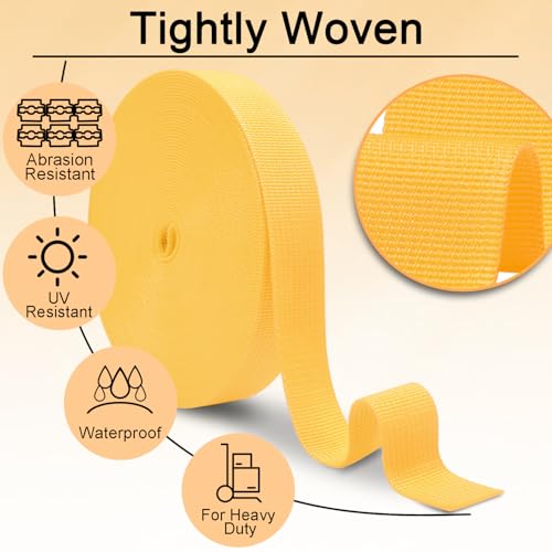 Image of CooBigo 12 Yards Webbing 1 Inch Wide Polypropylene Webbing Strap 1 inch Webbing Strapping for Bags /Lawn Chair /Pool Solar Cover DIY Crafting