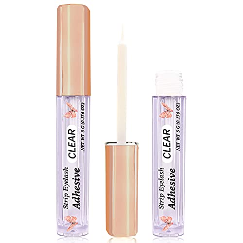 CMNRO Eyelash Glue Lash Glue Waterproof Lash Glue for False Lashes Super Strong Hold Eyelash Adhesive Latex-Free Safe on Skin Suitable For Sensitive Eyes 0.176oz Clear