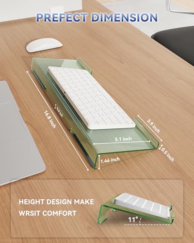 Image of Ergonomic Computer Keyboard Stand for Desktop (Green), Keyboard Tilted Elevated Rack Key Board Holder Riser Stand for Office Home Desk Work