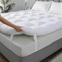 ELITLUX 10cm Hotel Quality Quilted Microfiber Mattress Topper Double bed – Luxury Comfort, Hypoallergenic, Breathable & Extra Deep Fitted Mattress Topper With Easy Fit Straps (137x190cm)