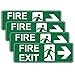 Haobase 4 Pcs Fire Exit Right Arrow Sign Sticker - 30 cm x 10 cm- Self Adhesive Vinyl