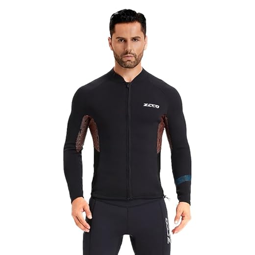ZCCO Neoprenanzüge Top Jacke 1,5mm Neopren Anzüge Frauen Männer Neoprenanzug Langarm Tauchen Tauchen Neoprenanzug Hemd Front Reißverschluss Neoprenanzüge Hemden Schnorcheln, Surfen（Men-4XL）