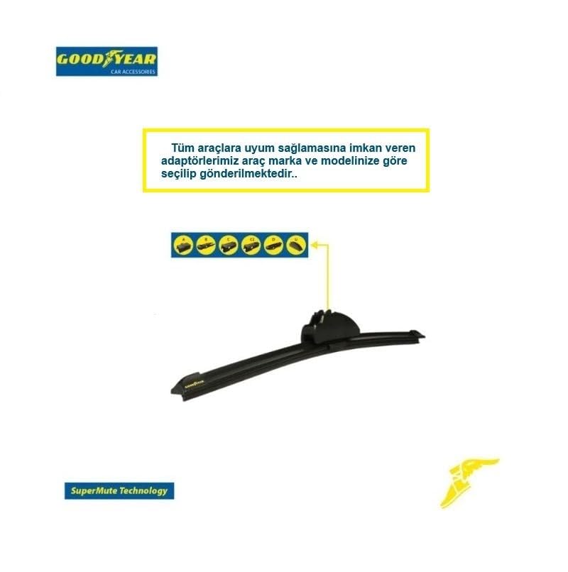 GOODYEAR SİLECEK SÜPÜRGESİ ÖN MUZ TİPİ Super-Mute RENAULT MEGANE 4 B9 2017- (600mm+450mm)