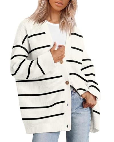 Image of ebossy Women's Open Front Knit Cardigan Casual Long Sleeve Oversized Button Lightweight Sweater Outwear