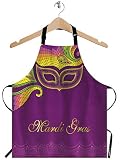 WONDERTIFY Greeting Card Apron,Dotted Carnival Mask in Yellow and Decorative Colorful Lace Bib Apron