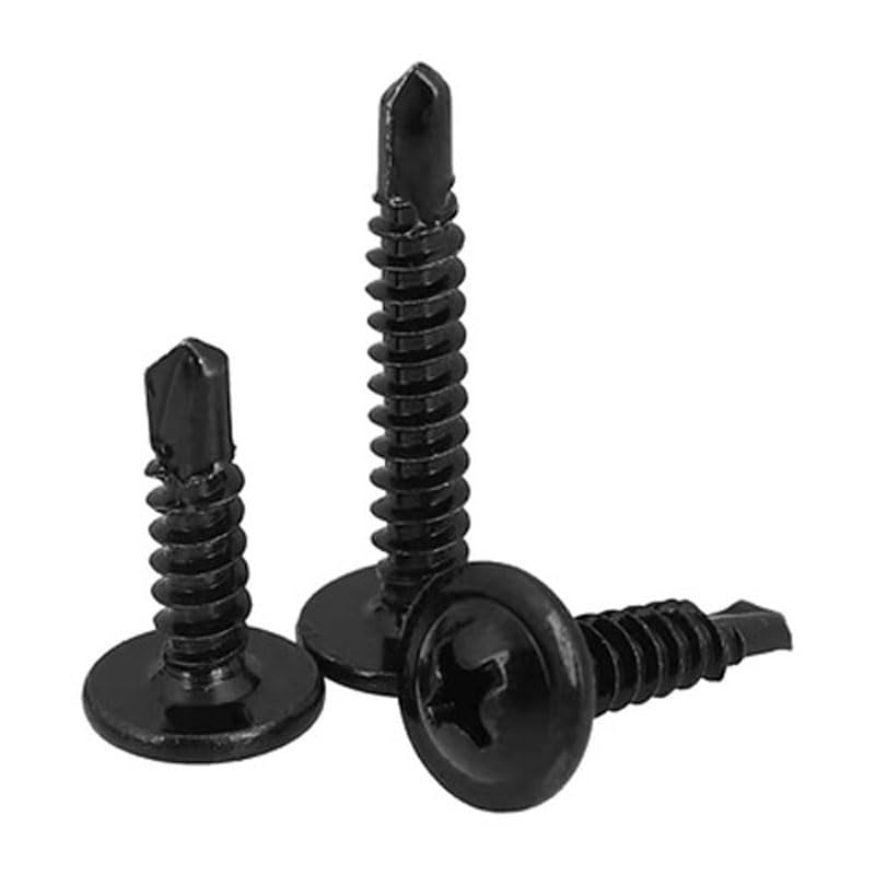 Generic M4.2 M4.8 Phillips Screw Truss Head Self Drilling Dovetail Bolts Drill Tail Self-Tapping Screws Black - (Thread Diameter: M4.2x45mm(15pcs))