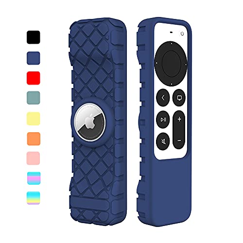 Remote Case for Apple Siri Remote 2021/2022 (2nd/3rd Gen) Anti-Lost Anti-Slip Durable Silicon Shockproof Rubber Cover for Apple 4K HD TV Siri Remote (2nd/3rd Generation) AirTag Applicable (Blue)