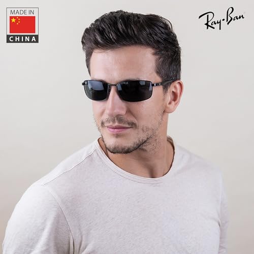 Image of Ray-Ban RB3498 Rectangle Shaped Sunglasses for Men with Official RAYBAN Eyewear Kit