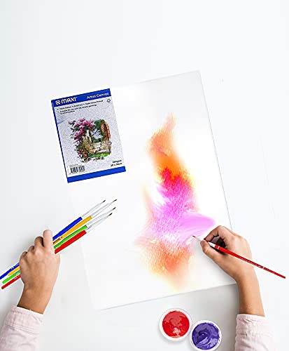 لوحة رسم قماشية ممتدة من ماكسي 380 غرام لكل متر مربع 50 × 70 سم للرسم بالزيت والاكريليك، ابيض، MX-CNV3-50x70