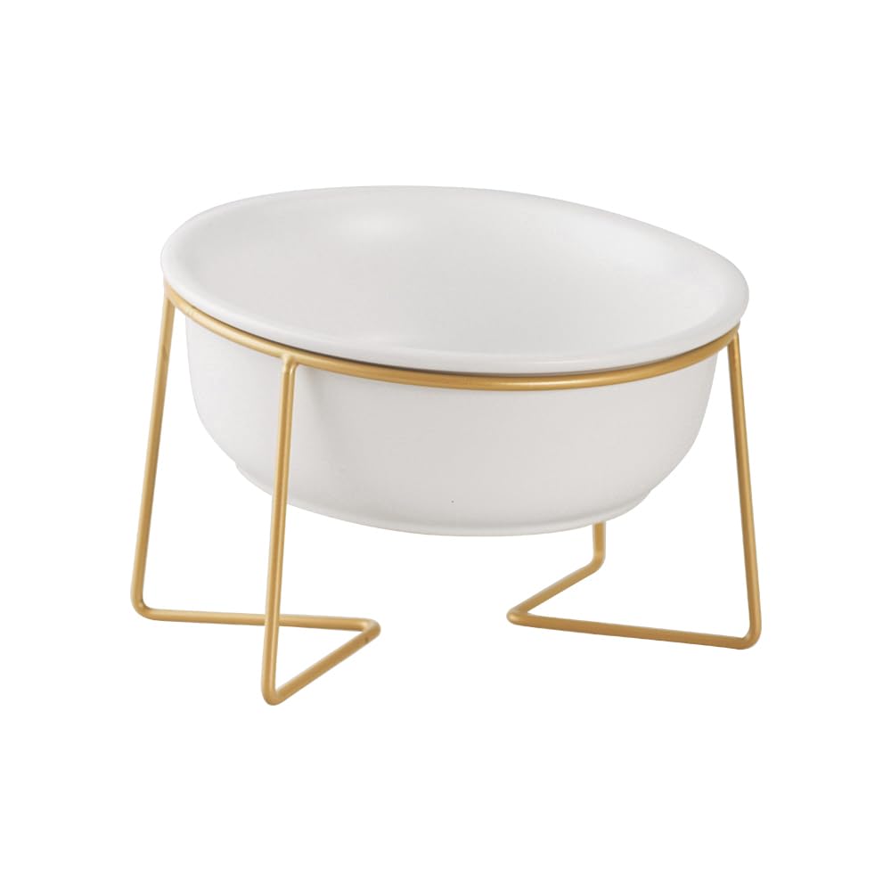 Comedero Perro Elevado Bebedero Perros - Cuenco para Perros Ceramica con Soporte de Metal - Comedero Gato Alto Antivomit - Bol Comida y Agua para Perros Pequeños y Medianos y Gatos Grandes - 800 ml