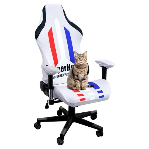 Image of Gaming Chair Covers (No Chair),Office Computer Chair Cover,Jacquard Stretch Prevent Cat Scratching Computer Chair Slipcovers,for Gamer Computer Chair Replacement Protector Cover,Superhero Grey
