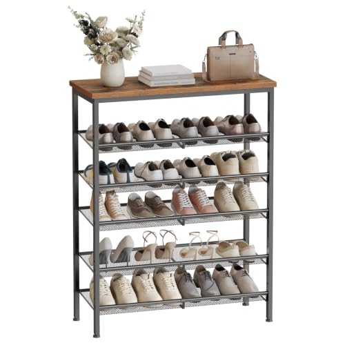 HOOBRO Schuhregal, 6-stöckiges Schuhablage, Schuhschrank, verstellbares Metallgitterregal, Geräumige Oberseite, für 20-24 Paar, Eingang… – Ansicht 9