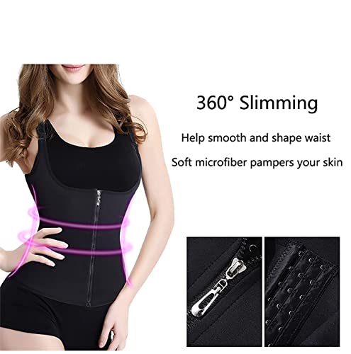 Samkes Women Corset Waist Trainer Body Shape Vest With Zipper, Cincher Tank Top Body Shaper Gridle Trainer, Black, Xx-Large #TOP3