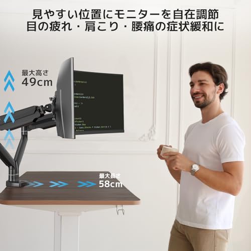 NearHub デュアルモニターアーム 2画面 液晶ディスプレイアーム 35インチまで 耐荷重13kg VESA規格対応 75×75mm/100×100mm 縦横両用 多角度調節 ガススプリング式 クランプ式＆グロメット式 ケーブル収納 広い可動域 高い安定性 組立簡単 人間工学 ブラック MA40