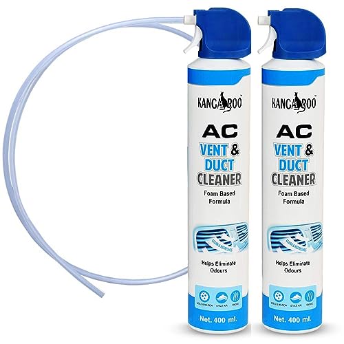 Kangaroo Car AC Vent & Duct Cleaner Odor Neutralizer Spray Form with Long Nosal Pipe for Effective Cleaning 400 ml - Pack of 2