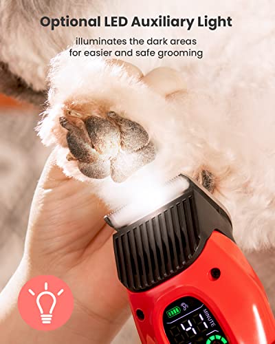 Dog Care Smart Dog Clippers, Cordless Dog Grooming Clipper Kit With Heatproof Blades, Led Display, 3 Speeds, Auxiliary Light, Rechargeable Heavy-Duty Professional Pet Hair Trimmer Shaver For Dog Cat #TOP5