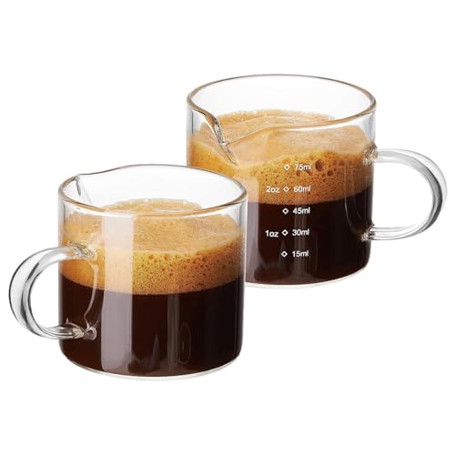 Verre à shot à expresso | Tasse à mesurer pour café | Outil de mesure de shot expresso, pichet à mousse de lait, tasses à expresso avec poignée, accessoires pour machine à expresso