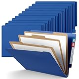 Skyygemm 24 Pcs End Tab Classification Blue File Folders 3 Dividers Letter Size with 3.5'' Fasteners and...