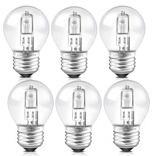 Liuyife E27 G45 Lampe 42W Dimmbar, Warmweiß 2700K, 613LM, AC 230V, E27 Classic Klar Glas Leuchtmitte, G45 Globe Schraubbirne für Deckenlampe, Wandlampe, Tischlampe, 6 Stück