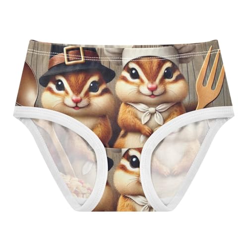 Toddler Underwear Floral 2t Cotton Panties for Girl Florals Undies Kids Briefs Thanksgiving Cute Pilgrim Squirrel