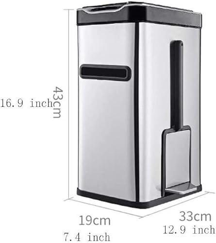 Miniatura 2 de Garbage Cans Automatic Opening Stainless Steel Bin,1.8 Gallon Capacity,Bring Your Own Tissue Holder Toilet Brush Waste Basket (Color  Champagne)