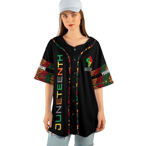 Custom Juneteenth Baseball Jersey Shirt Personalized Juneteenth 1865 Africa Freedom Shirt Black History Month Pride Flag Gift miniatura 5