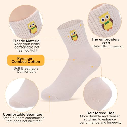 Image of Eurzom 10 Pairs Socks Womens Crew Elastic Ankle Length Cotton Socks Aesthetic Cute Lightweight Low Cut Gifts for Women