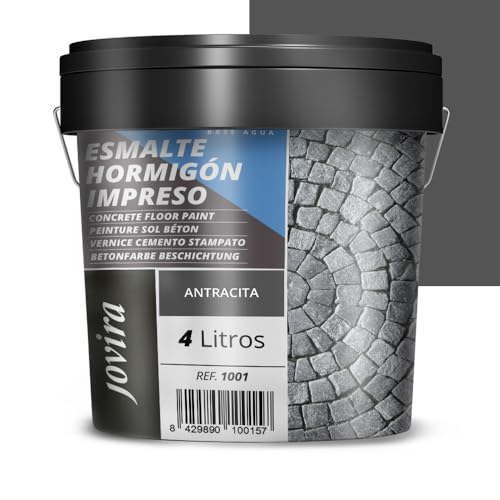 JOVIRA PINTURAS Resina-Esmalte Hormigón Impreso. Resina renovadora para pavimentos de hormigón. (4 Litros, Antracita) I-4
