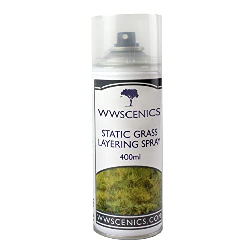 War World Scenics Static Grass Layering Spray 400ml – Adhesive for Model Railway Scenery, Wargaming Terrain & Dioramas