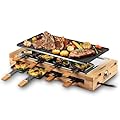 Indoor Grill, CUSIMAX Raclette Table Grill, 1500W Electric Grill Korean BBQ Grill with 2 in 1 Reversible Non-stick Plate/Wooden Base, Party Grill with 8 Trays & Wooden Spatulas, New Model