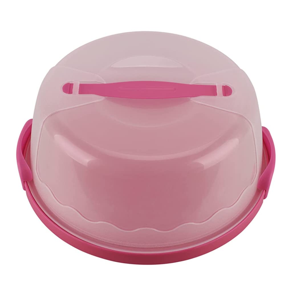 Hintyne Storage Container Cupcake Carrier, 8inch Translucent Dome Cake Storage Container for Transporting Cakes, Cupcakes, Cookies, Pies(Rose Red)