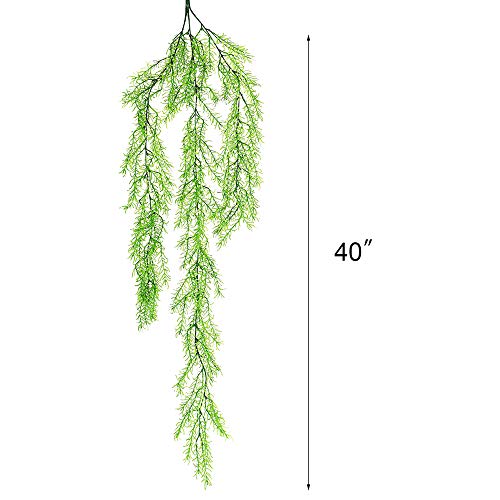 Szjias 4 Pcs Artificial Greenery Ferns Hanging Plants Vines Fake Hanging Ivy Vine Pine Needle Hanging Plastic Plant For Indoor Outdoor Decor #TOP4