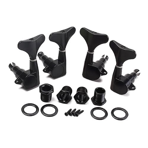 HANABASS 4pièces Mécaniques De Basse Noires Mécaniques Rl Pour Guitare Électrique De Rechange Scellées Pour Manche De Basse