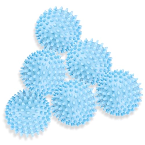 6 Pack Laundry Balls for Dryer, Dryer Balls Laundry Reusable, Dryer Ball Plastic Pellet Packs for Fabric Soften, Reduce Wrinkle and Less Static Cling-Light Blue