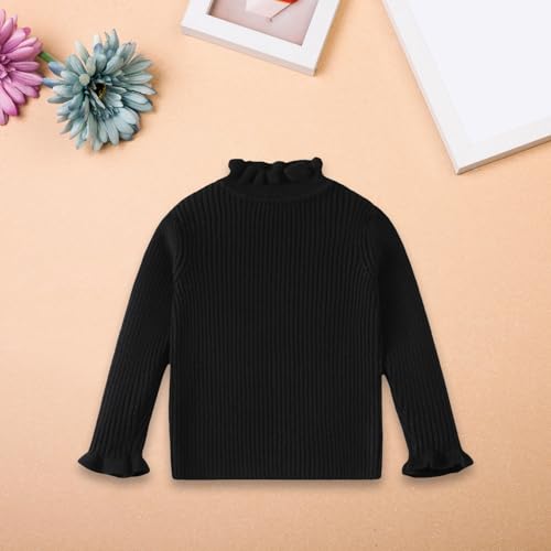 Kids Turtleneck Knit Pullover Girls Ribbed Crochet Mock Neck Thick Sweater Crewneck Long Sleeve Warm Winter Tops3
