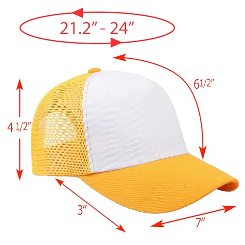 Image of Falari 5-Panel Mesh Baseball Cap, Trucker Hat, Structured Plain Design, Cotton, Adjustable Size