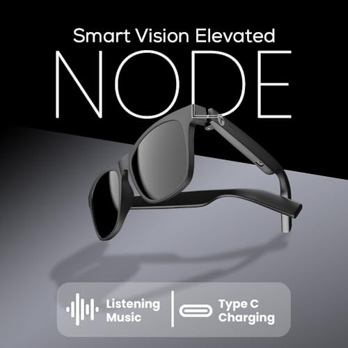 Image of Toreto Node Smart Audio Sunglasses with Bluetooth 5.3, Hands-Free Calling, Inbuilt Microphone, Smart Touch Control, 360 Immersive Audio, Type C Charging
