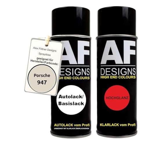 Autolack Spraydose Set für Porsche 947 Perlmutt Metallic Basislack Klarlack Sprühdose 400ml