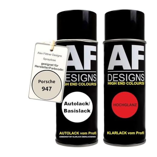 Autolack Spraydose Set für Porsche 947 Perlmutt Metallic Basislack Klarlack Sprühdose 400ml