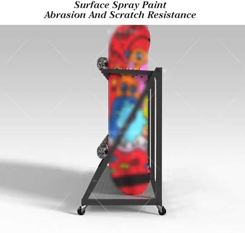 Floor-Mounted Snowboard and Surfboard Rack, Heavy-Duty Iron Storage with Protective Foot Pads, Easy Installation Skateboard Organizer (80x35cm)